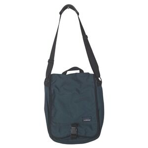 Vintage LL Bean Messenger Bag Green Nylon Adjustable Strap Buckle Closure Travel